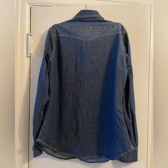 Tasha Polizzi Studded Denim Western Style Shirt Size Medium - Picture 4 of 15